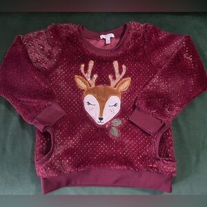 Tahari Burgundy Kids Deer Sweater